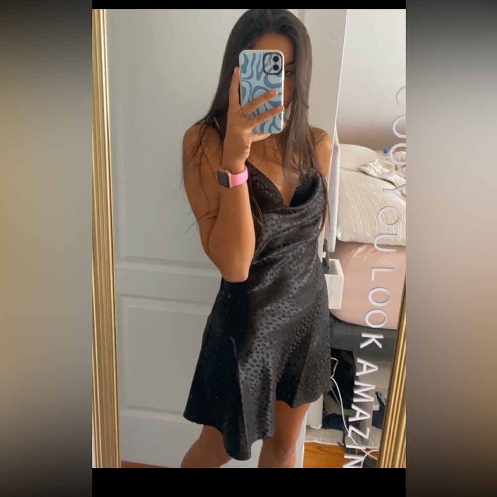 Black silk cowl neck forever 21 dress 
size small